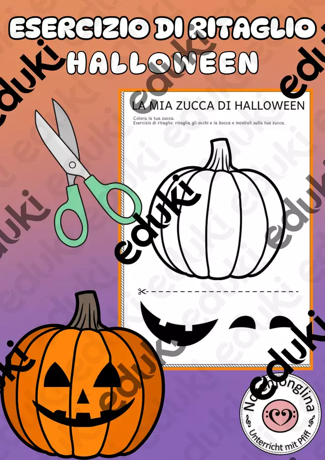 Zucca di Halloween: esercizio di ritaglio Materiale per pittura e bricolage - Zucca di Halloween: esercizio di ritaglio - Notenjonglina - Pagina di copertina