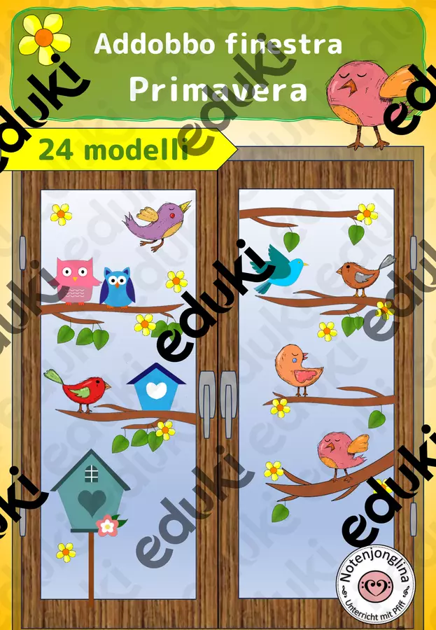 Decorazione per finestre primavera uccelli in primavera Materiale per pittura e bricolage - Decorazione per finestre primavera uccelli in primavera - Notenjonglina - Pagina di copertina