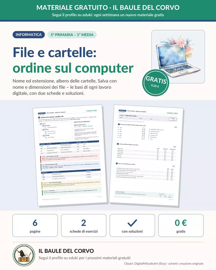 File e cartelle sul computer – GRATIS Esercizi - File e cartelle sul computer – GRATIS - Il Baule del Corvo - Pagina di copertina