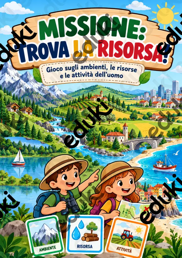 Gioco didattico a tema ambiente - Trova la risorsa Giochi - Gioco didattico a tema ambiente - Trova la risorsa - MilleLibriPerBambini - Pagina di copertina