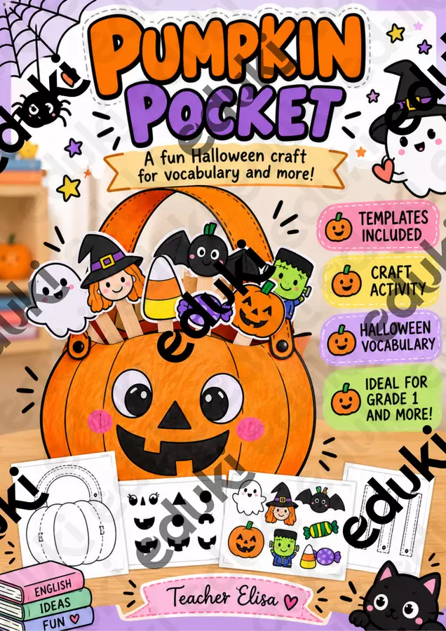 Halloween Craft - Pumpkin Pocket Altro tipo di materiale - Halloween Craft - Pumpkin Pocket - Teacher Elisa Lab - Pagina di copertina