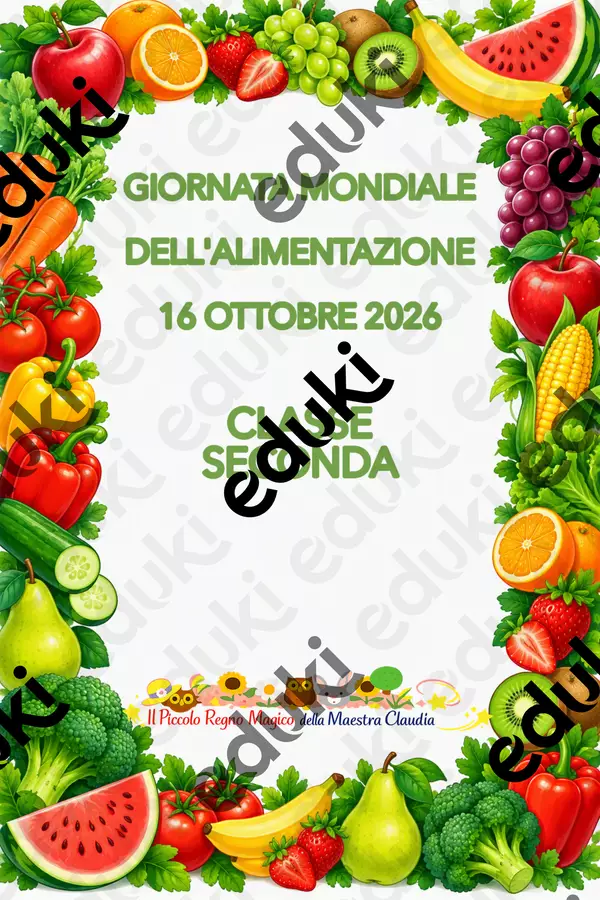 16 Ottobre - GIORNATA MONDIALE DELL'ALIMENTAZIONE Classe SECONDA Esercizi - 16 Ottobre - GIORNATA MONDIALE DELL'ALIMENTAZIONE Classe SECONDA - Il Piccolo Regno Magico della Maestra Claudia - Pagina di copertina