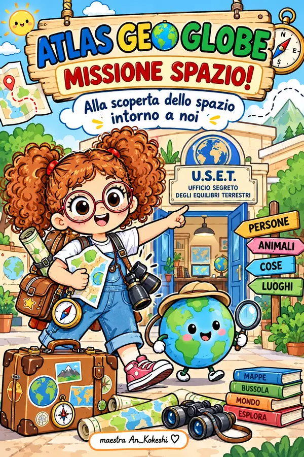 Atlas Geo Globe alla scoperta dello spazio intorno a noi Materiale di supporto/inclusione - Atlas Geo Globe alla scoperta dello spazio intorno a noi - Maestra An_ Kokeshi - Pagina di copertina
