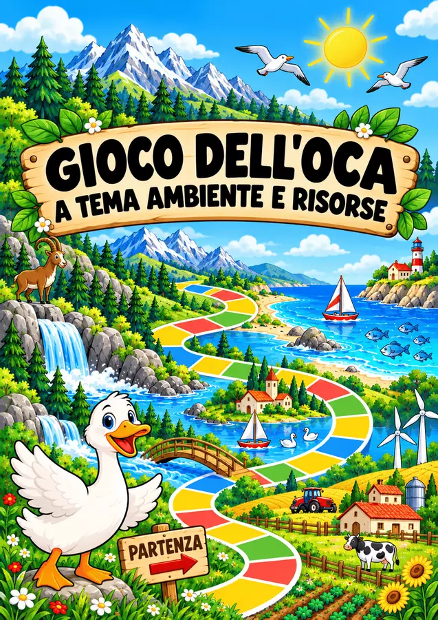Gioco dell'oca a tema ambiente e risorse Giochi - Gioco dell'oca a tema ambiente e risorse - MilleLibriPerBambini - Pagina di copertina