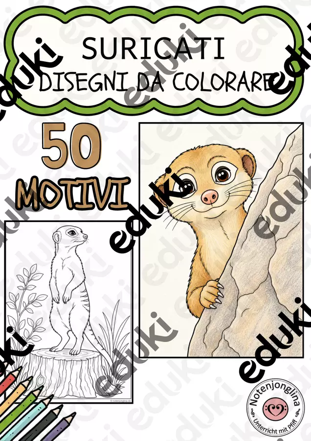 Disegni da colorare suricati Materiale per pittura e bricolage - Disegni da colorare suricati - Notenjonglina - Pagina di copertina