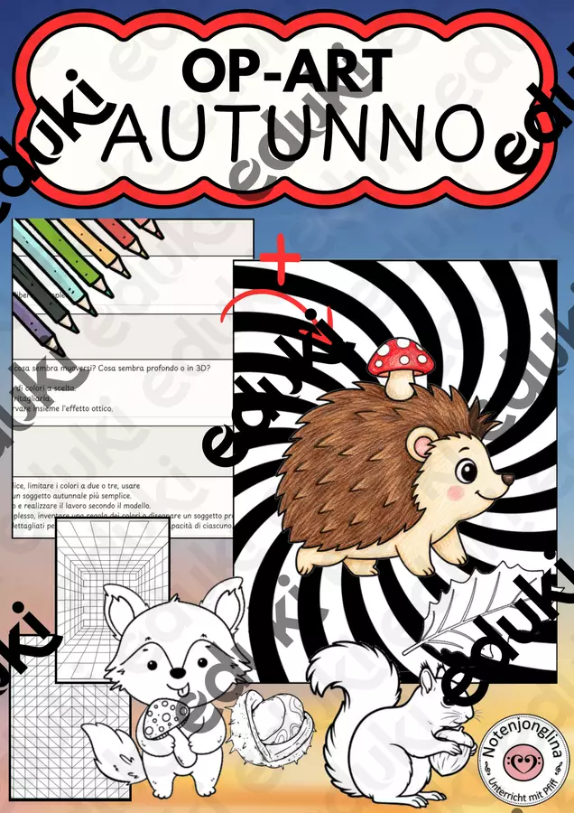 Autunno op art – progetto d'arte con illusioni ottiche Materiale per pittura e bricolage - Autunno op art – progetto d'arte con illusioni ottiche - Notenjonglina - Pagina di copertina