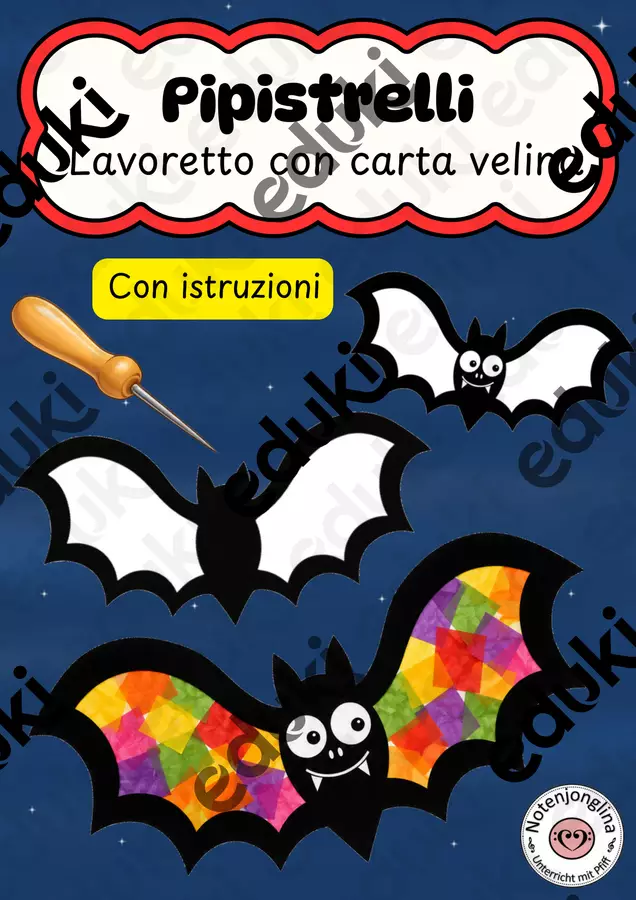 Pipistrelli di carta velina – decorazione per finestre d'autunno e Halloween Materiale per pittura e bricolage - Pipistrelli di carta velina – decorazione per finestre d'autunno e Halloween - Notenjonglina - Pagina di copertina