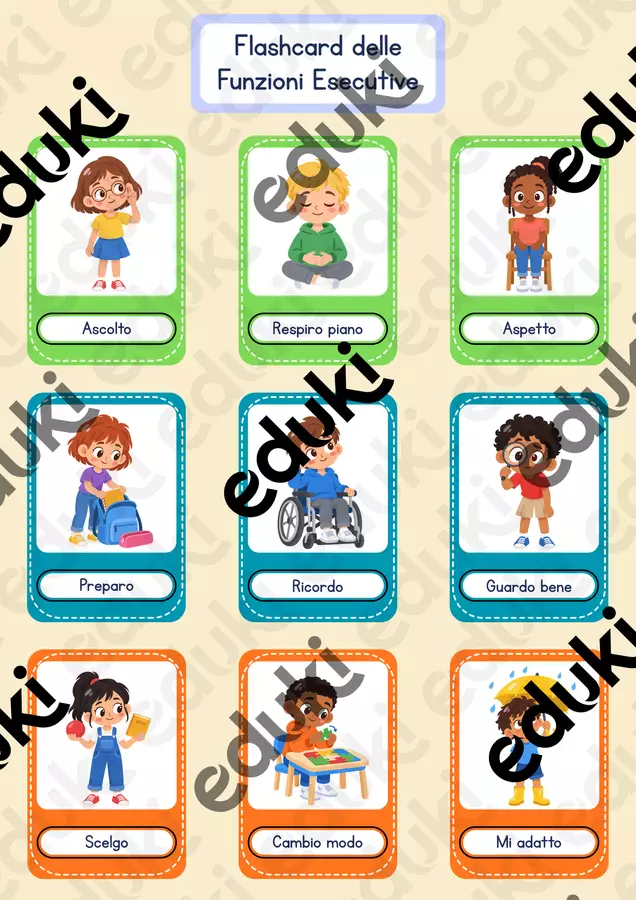 Flashcard delle Funzioni Esecutive. 9 carte illustrate e 5 attività su attenzione, memoria e autocontrollo, per BES, DSA e autismo Flashcard - Flashcard delle Funzioni Esecutive. 9 carte illustrate e 5 attività su attenzione, memoria e autocontrollo, per BES, DSA e autismo - Piccoli Passi | Materiali Educativi - Pagina di copertina