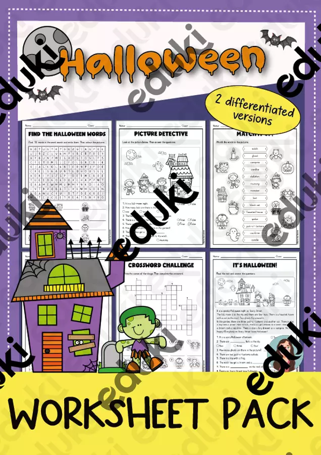 Halloween in inglese – schede didattiche differenziate classi 3ª-5ª primaria Esercizi - Halloween in inglese – schede didattiche differenziate classi 3ª-5ª primaria - Brighter Day Classroom - Pagina di copertina