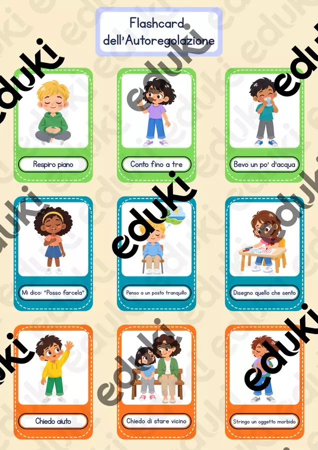 Flashcard dell'Autoregolazione Emotiva. 9 carte e 5 attività con strategie per calmarsi e chiedere aiuto, per BES, DSA e autismo Flashcard - Flashcard dell'Autoregolazione Emotiva. 9 carte e 5 attività con strategie per calmarsi e chiedere aiuto, per BES, DSA e autismo - Piccoli Passi | Materiali Educativi - Pagina di copertina