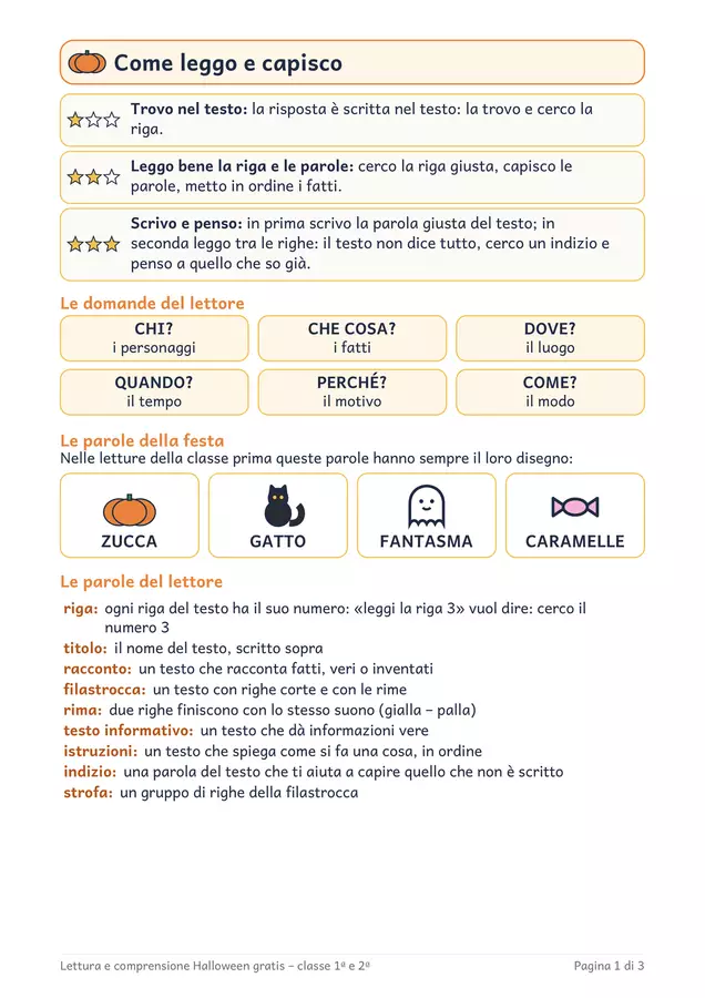 Lettura e comprensione Halloween gratis: classe 1ª e 2ª Esercizi - Lettura e comprensione Halloween gratis: classe 1ª e 2ª - Chiaro e Corretto - Pagina di copertina