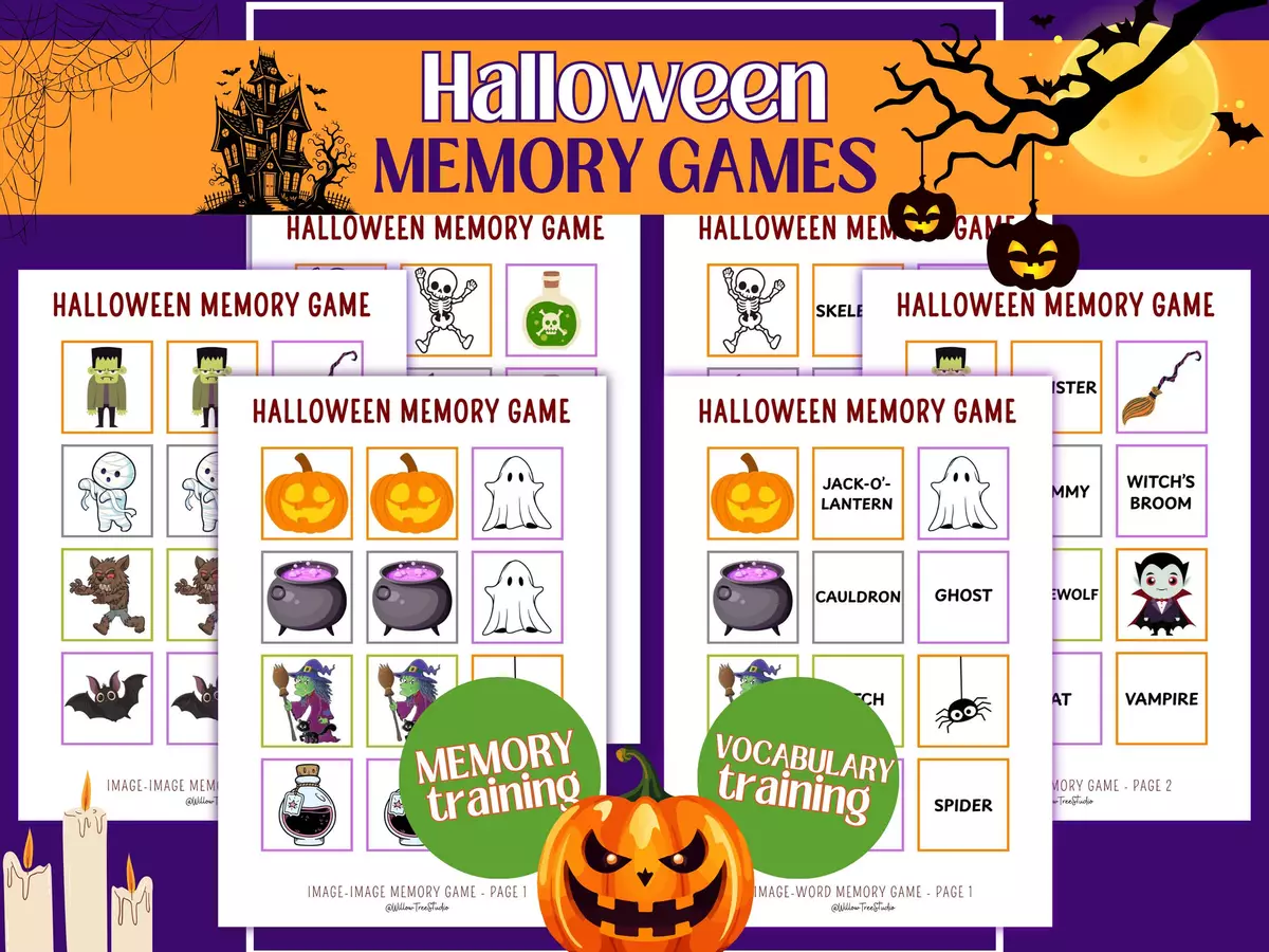 Halloween Memor.y Game, vocabolario inglese - English vocabulary review Esercizi - Halloween Memor.y Game, vocabolario inglese - English vocabulary review - Willow Tree Studio - Pagina di copertina