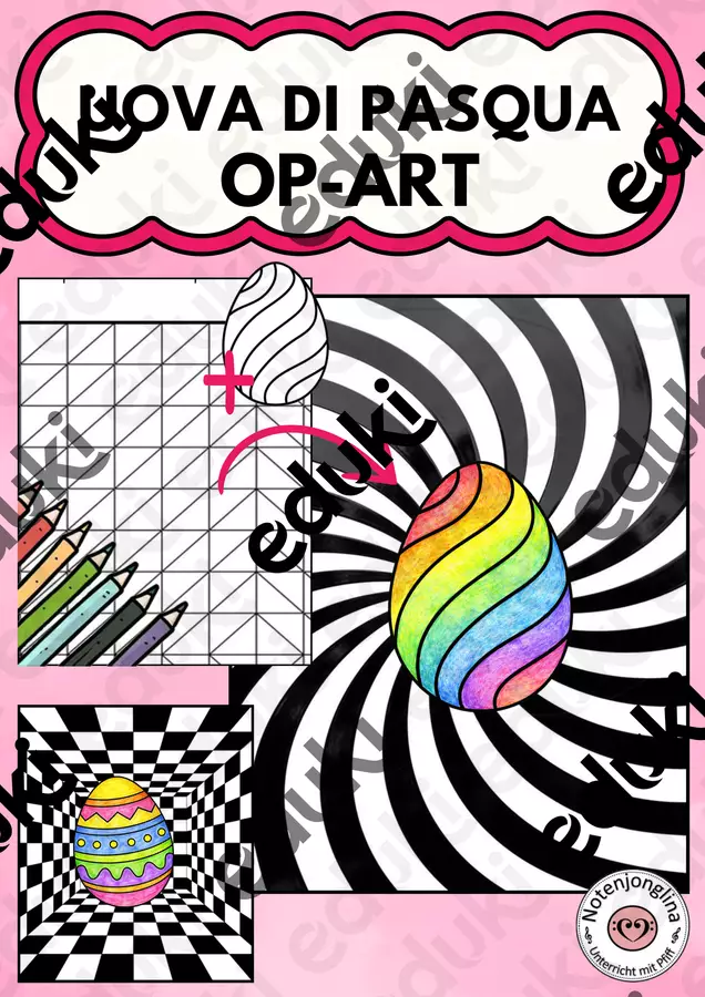 Progetto artistico di Pasqua / uova di Pasqua op-art Materiale per pittura e bricolage - Progetto artistico di Pasqua / uova di Pasqua op-art - Notenjonglina - Pagina di copertina