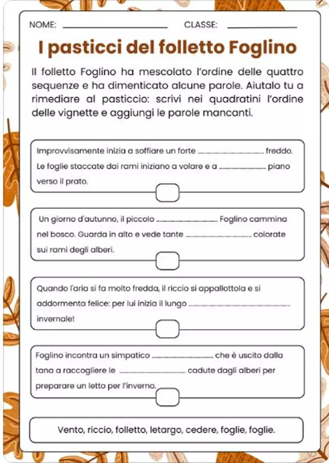 Riordina le sequenze- Folletto Foglino Esercizi - Riordina le sequenze- Folletto Foglino - Roby ruggeri - Pagina di copertina