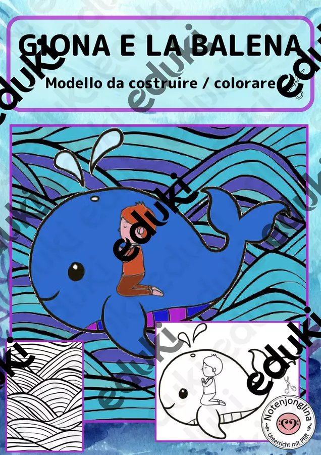 Giona e la balena: modello da colorare e costruire Flashcard - Giona e la balena: modello da colorare e costruire - Notenjonglina - Pagina di copertina