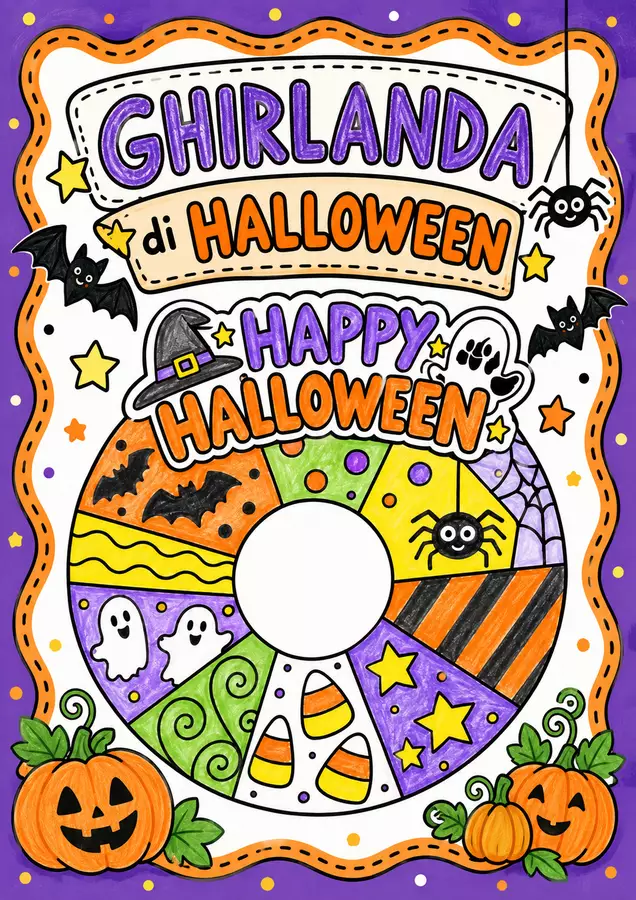 Ghirlanda di Halloween Materiale per pittura e bricolage - Ghirlanda di Halloween - MilleLibriPerBambini - Pagina di copertina