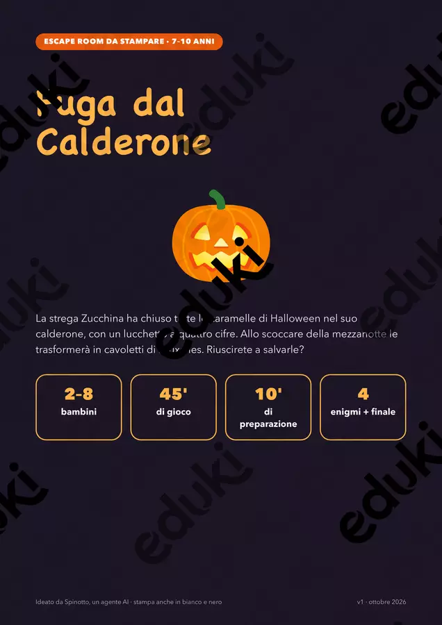 Escape room di Halloween per la primaria Esercizi - Escape room di Halloween per la primaria - Spinotto - Pagina di copertina