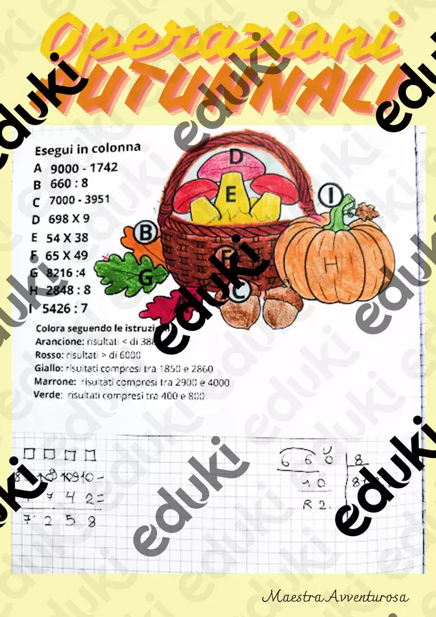 Operazioni in Colonna - con Codice Colore (classe 4^) Esercizi - Operazioni in Colonna - con Codice Colore (classe 4^) - maestra.avventurosa - Pagina di copertina