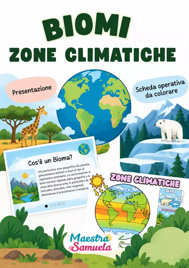 🌍 Biomi e zone climatiche - attività Materiale di supporto/inclusione - 🌍 Biomi e zone climatiche - attività - Maestra Samuela - Pagina di copertina