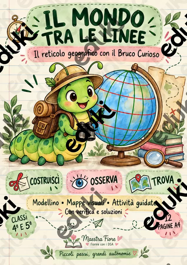 Reticolo geografico- 4°- 5° Materiale di supporto/inclusione - Reticolo geografico- 4°- 5° - Maestra Fiore - Fiorire con i DSA - Pagina di copertina