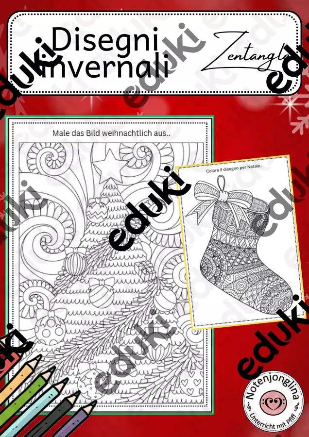 Mandala natalizi Zentangle – disegni invernali da colorare Materiale per pittura e bricolage - Mandala natalizi Zentangle – disegni invernali da colorare - Notenjonglina - Pagina di copertina