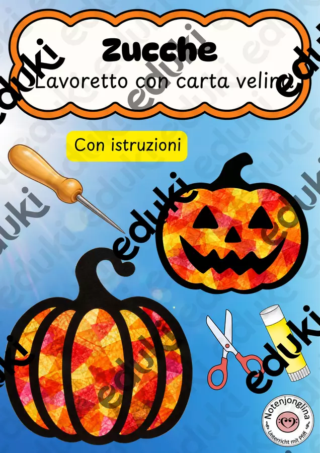 Zucche con carta velina – decorazioni per finestre d'autunno e Halloween Materiale per pittura e bricolage - Zucche con carta velina – decorazioni per finestre d'autunno e Halloween - Notenjonglina - Pagina di copertina