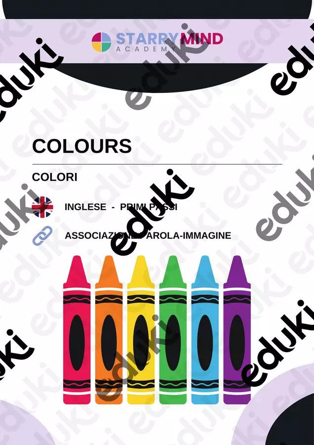 Indovina i Colori - Guess the Colours / Inglese Beginner Materiale di supporto/inclusione - Indovina i Colori - Guess the Colours / Inglese Beginner - Starry Mind Academy - Pagina di copertina