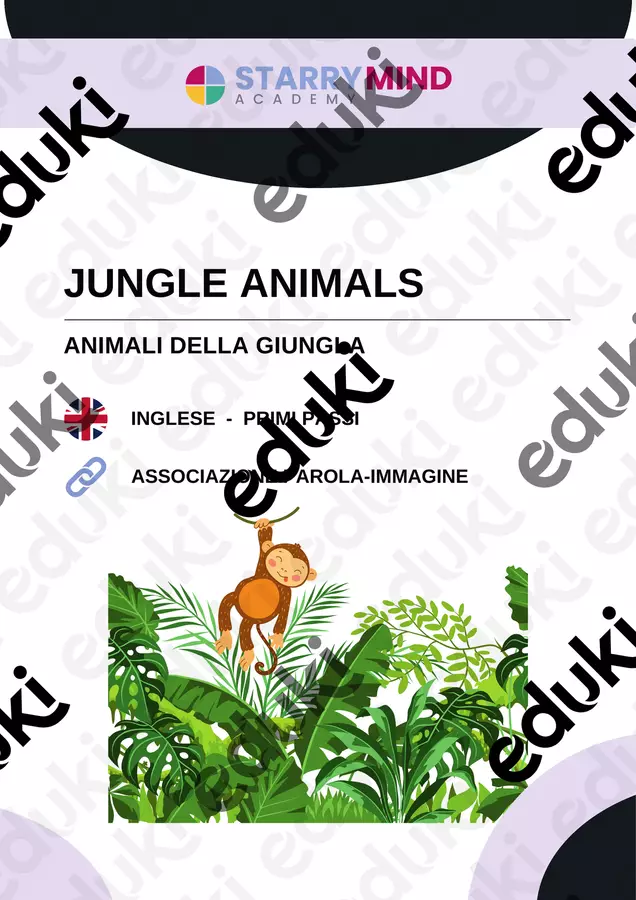 Animali della Giungla - Jungle Animals / Inglese Beginner Esercizi - Animali della Giungla - Jungle Animals / Inglese Beginner - Starry Mind Academy - Pagina di copertina