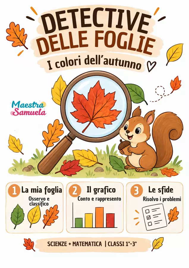 🍁 DETECTIVE DELLE FOGLIE – matematica d'autunno 🍂 Esercizi - 🍁 DETECTIVE DELLE FOGLIE – matematica d'autunno 🍂 - Maestra Samuela - Pagina di copertina