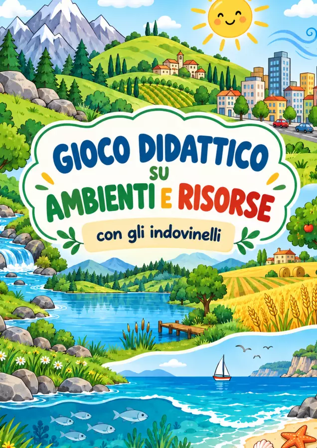 Gioco didattico su ambienti e risorse con gli indovinelli Giochi - Gioco didattico su ambienti e risorse con gli indovinelli - MilleLibriPerBambini - Pagina di copertina