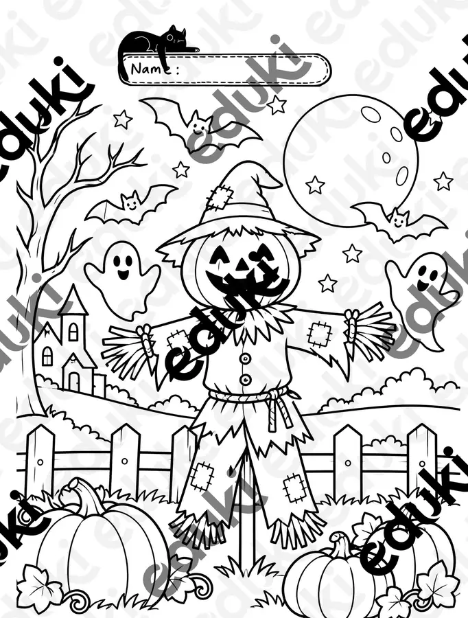 Disegno da colorare uno spaventapasseri il giorno di Halloween Programmi scolastici / Materiali per docenti - Disegno da colorare uno spaventapasseri il giorno di Halloween - Colorando - Pagina di copertina