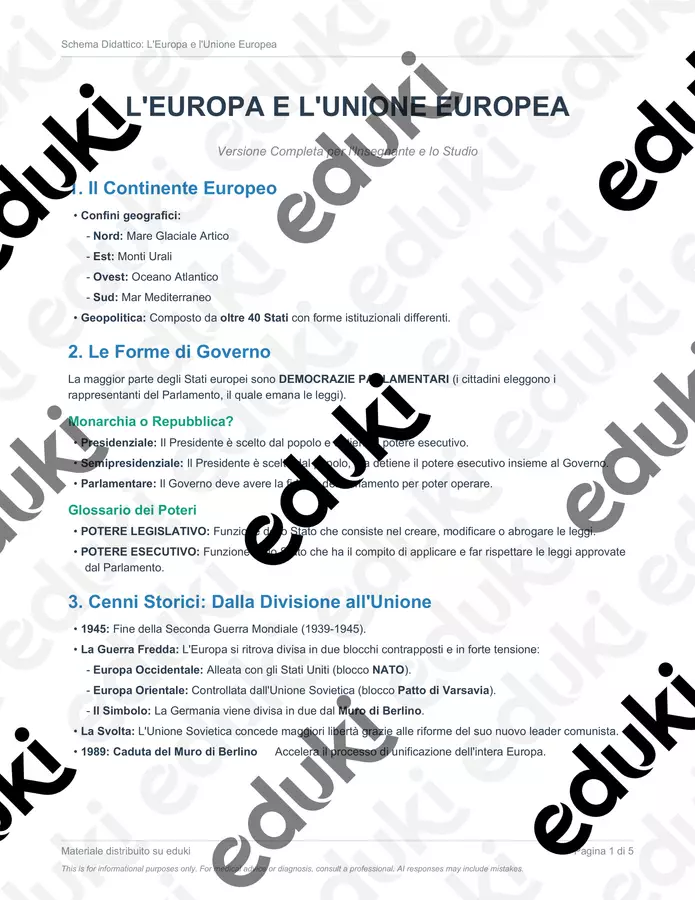 L'Europa e l'Unione Europea: Schema + Scheda Operativa Esercizi - L'Europa e l'Unione Europea: Schema + Scheda Operativa - Francesca91* - Pagina di copertina