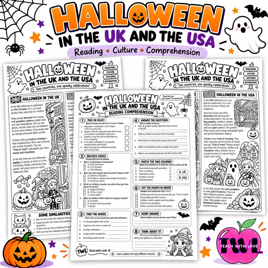 HALLOWEEN in the UK and the USA Esercizi - HALLOWEEN in the UK and the USA - TWL-Teach With Love - Pagina di copertina