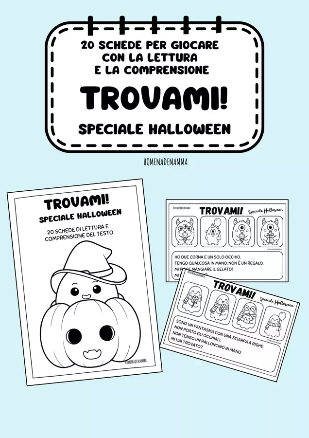 TROVAMI -Halloween: 20 schede di lettura e comprensione Esercizi - TROVAMI -Halloween: 20 schede di lettura e comprensione - homemademamma - Pagina di copertina