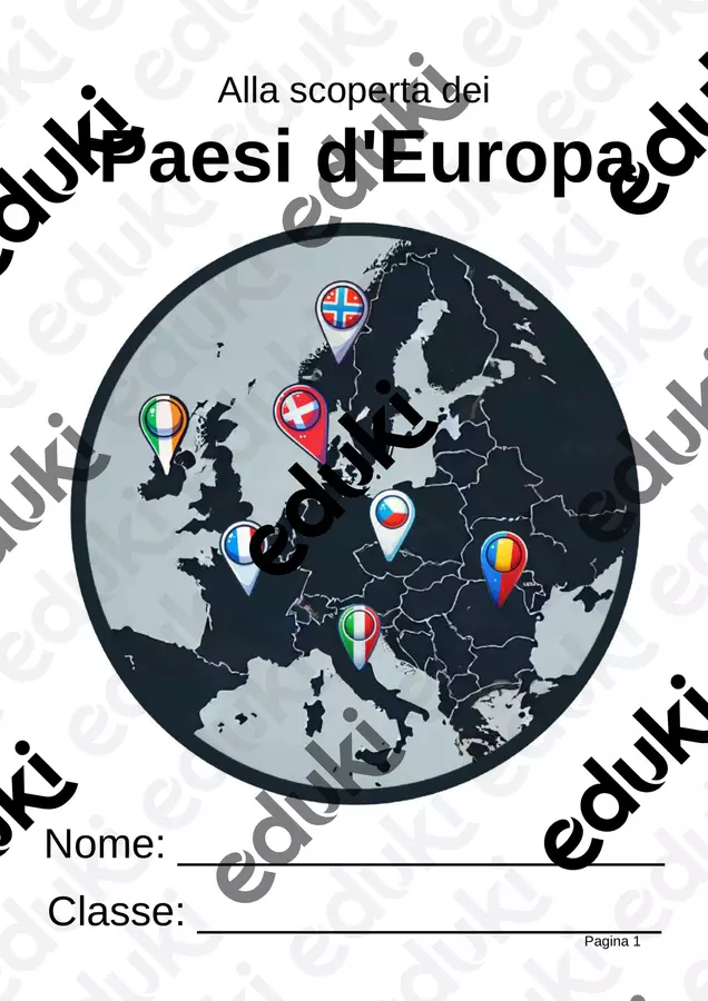 I paesi d'Europa per la primaria – Capitali, bandiere, memory e giochi (39 pagine) Esercizi - I paesi d'Europa per la primaria – Capitali, bandiere, memory e giochi (39 pagine) - Idee Didattiche Scandinave - Pagina di copertina