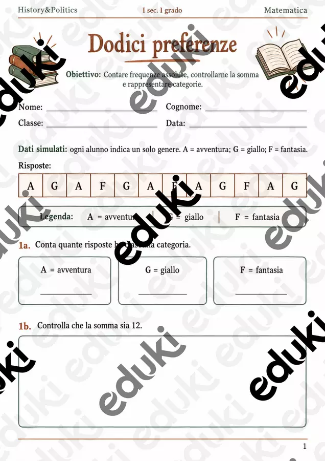 Tabelle di frequenza esercizi prima media Esercizi - Tabelle di frequenza esercizi prima media - History&Politics - Pagina di copertina