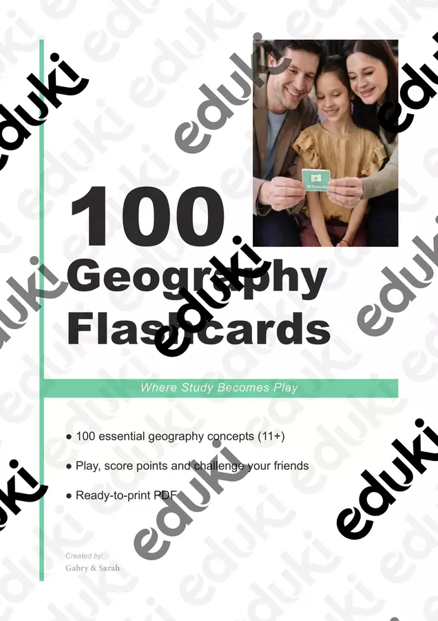 100 Geography Flashcards, Middle School Study Game Flashcard - 100 Geography Flashcards, Middle School Study Game - TheStudyDeck - Pagina di copertina