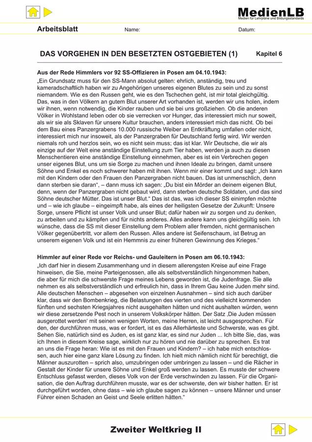 Aufruf zum totalen Krieg - 2.Weltkrieg Arbeitsblätter - Aufruf zum totalen Krieg - 2.Weltkrieg - MedienLB - Medien für Lehrpläne und Bildungsstandards GmbH - Deckblatt