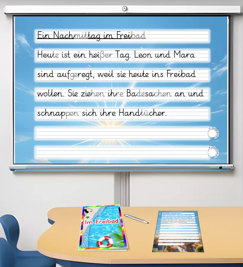 Bild in der Beschreibung des Unterrichtsmaterials Sommer - Abschreibübung "Freibad" in der Grundschrift und in 2 Schwierigkeitsstufen von Stolpersteine #7