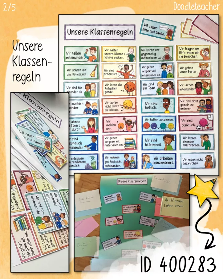 Bild in der Beschreibung des Unterrichtsmaterials Klassenregeln für die Grundschule / Unterstufe Klassenregel Regeln Absprachen von Doodleteacher #3