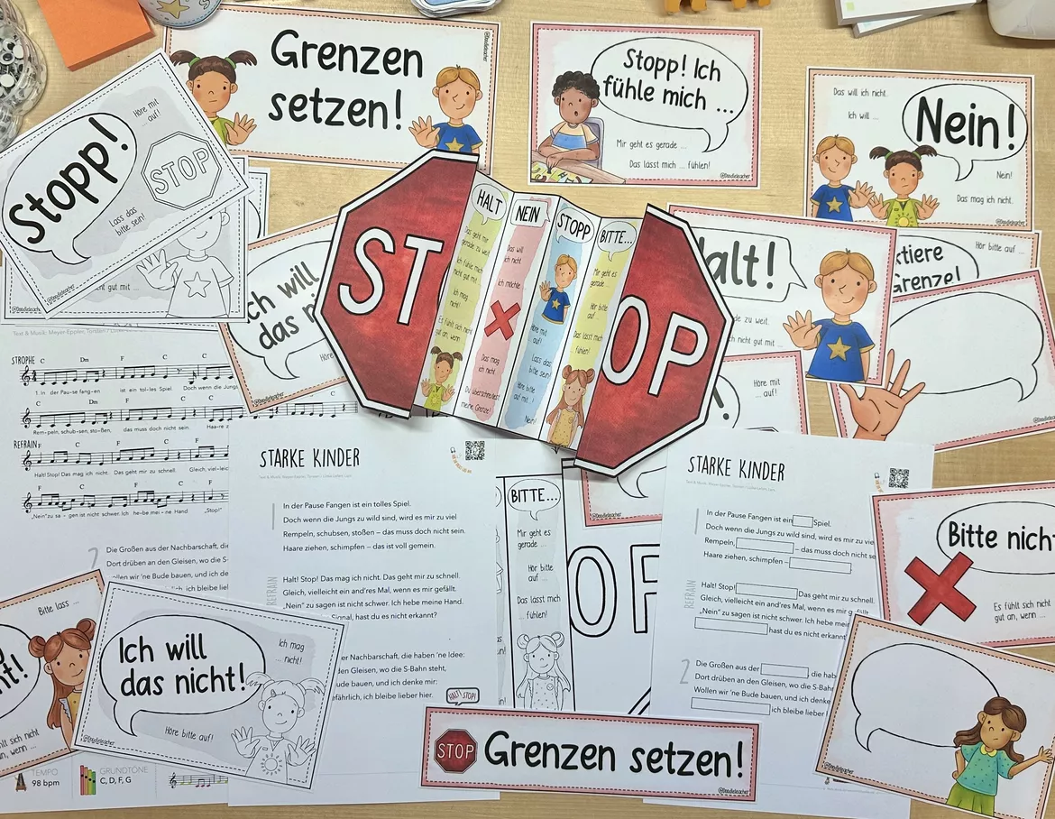 Bild in der Beschreibung des Unterrichtsmaterials Grenzen setzen - Halt / NEIN / Stopp - PAKET + Lied von Doodleteacher #4