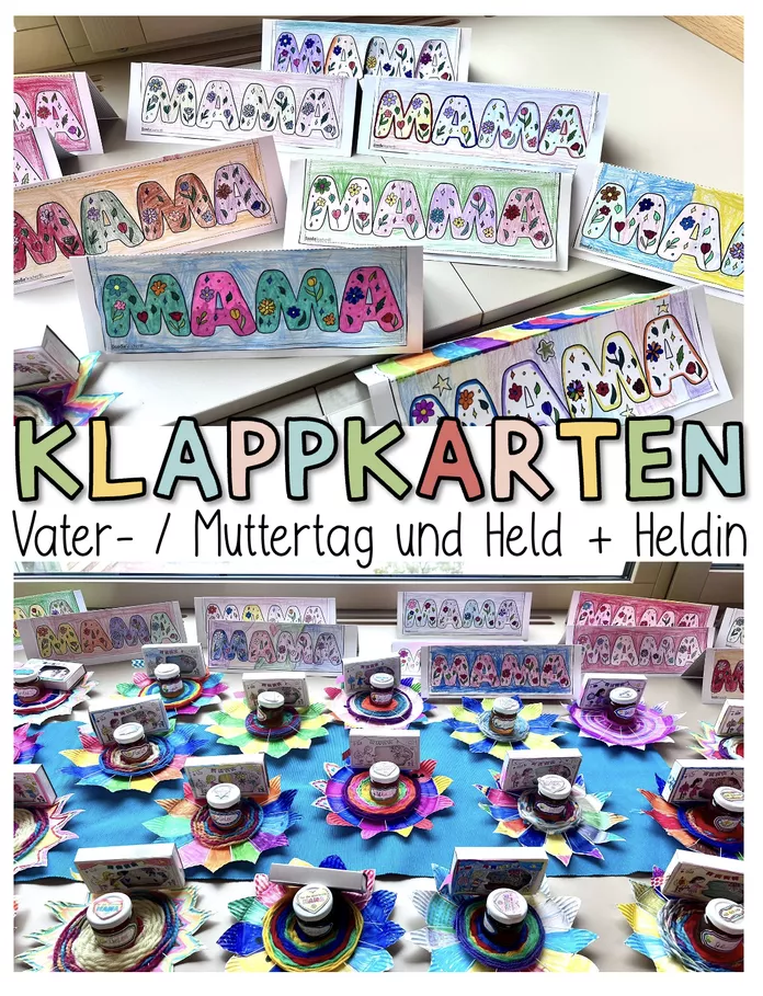 Bild in der Beschreibung des Unterrichtsmaterials Grußkarten-Vorlagen – Muttertag, Vatertag & Held*innen (mit / ohne Muster) von Doodleteacher #1
