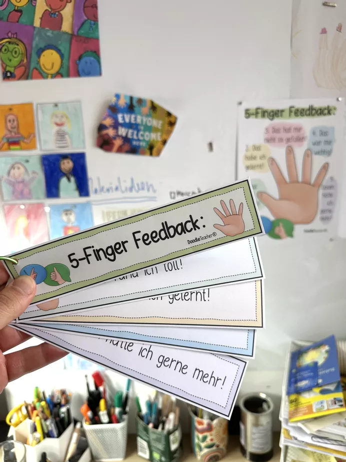Bild in der Beschreibung des Unterrichtsmaterials 🖐 5-Finger-Feedback – Poster & Karten für Grundschule & Sek I von Doodleteacher #2