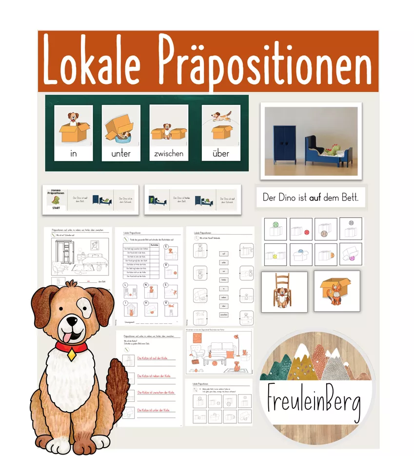 Bild in der Beschreibung des Unterrichtsmaterials Lokale Präpositionen - GESAMTPAKET von FreuleinBerg #1