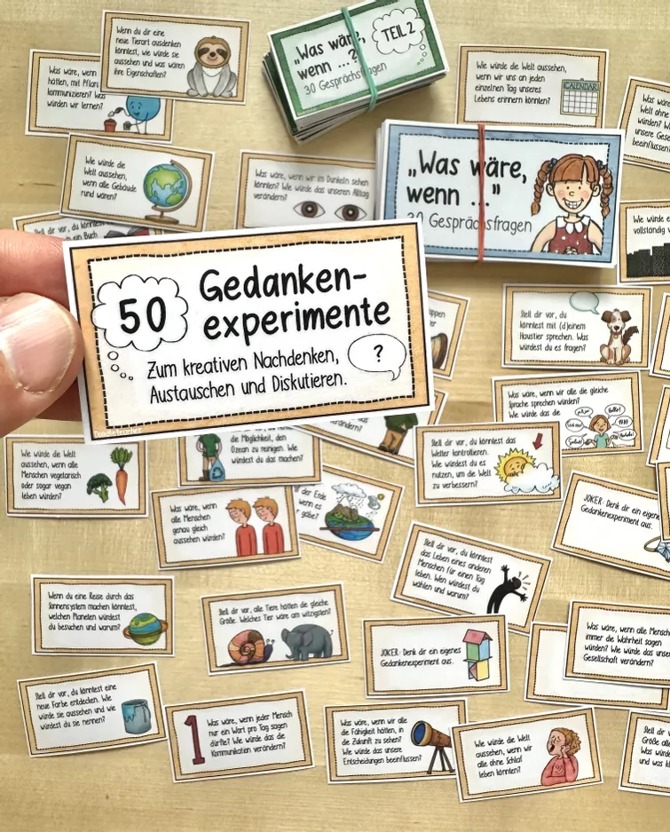 Bild in der Beschreibung des Unterrichtsmaterials "Was wäre, wenn ...?" 💭 PAKET mit 130 Gesprächs- und Erzählkarten von Doodleteacher #1