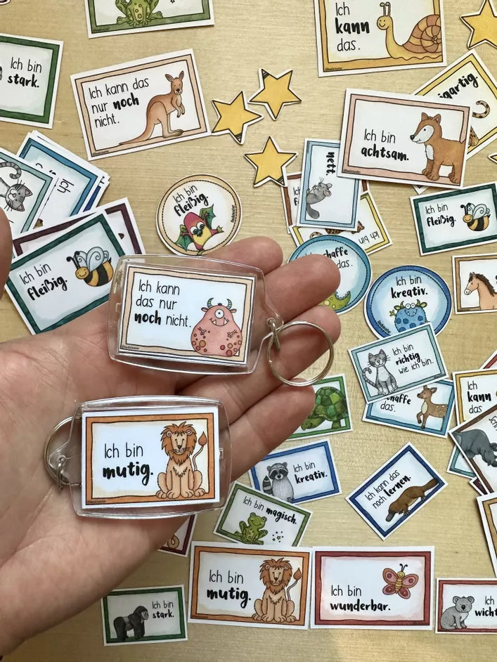 Bild in der Beschreibung des Unterrichtsmaterials Tiere - 24 MUT Affirmationen - Growth Mindset / Wachstumslernen Mutmacher von Doodleteacher #1