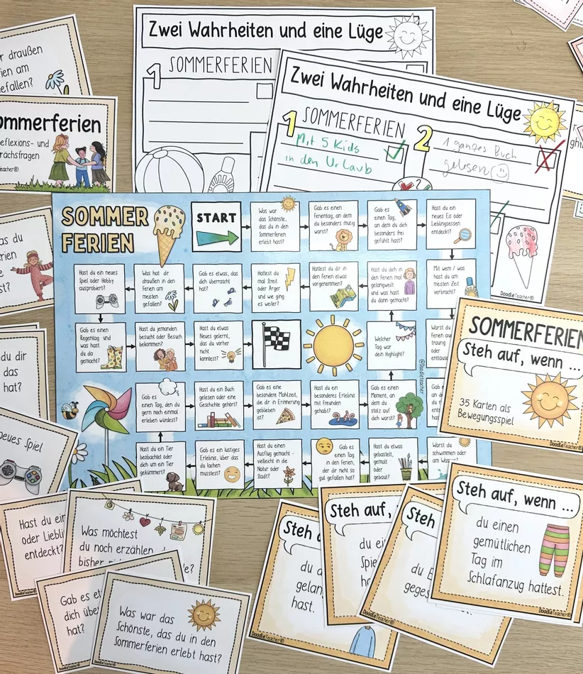 Bild in der Beschreibung des Unterrichtsmaterials Sommerferien - PAKET Kreative Alternativen zum Erzählkreis Schuljahresanfang Schuljahresbeginn von Doodleteacher #2