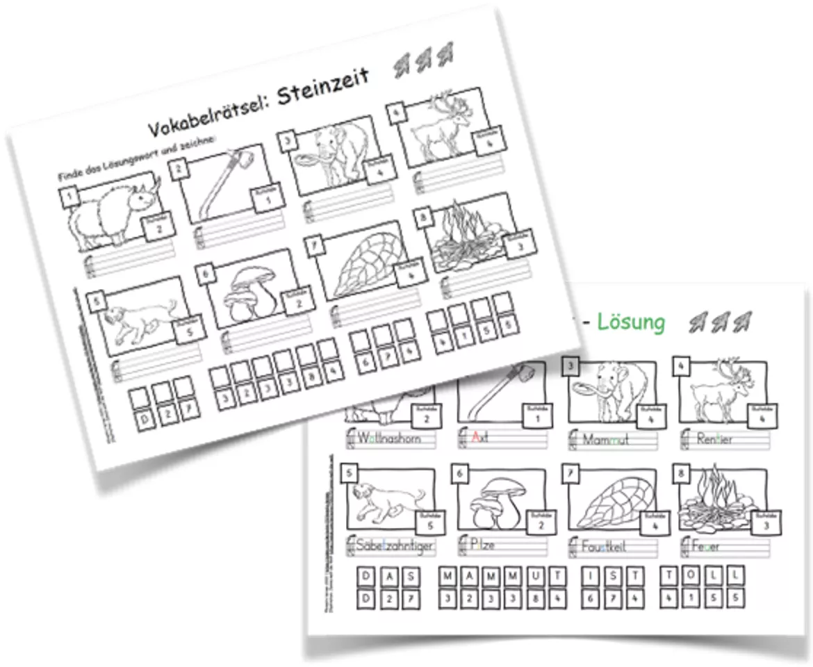 Bild in der Beschreibung des Unterrichtsmaterials Steinzeit Materialpaket Klasse 1-2-3 von kreativ lernen #3