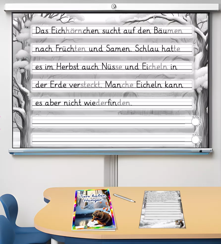 Bild in der Beschreibung des Unterrichtsmaterials Abschreibübung in 7 Schul-Druckschriften "Futtersuche im Winter" (D-A-CH) von Stolpersteine #7