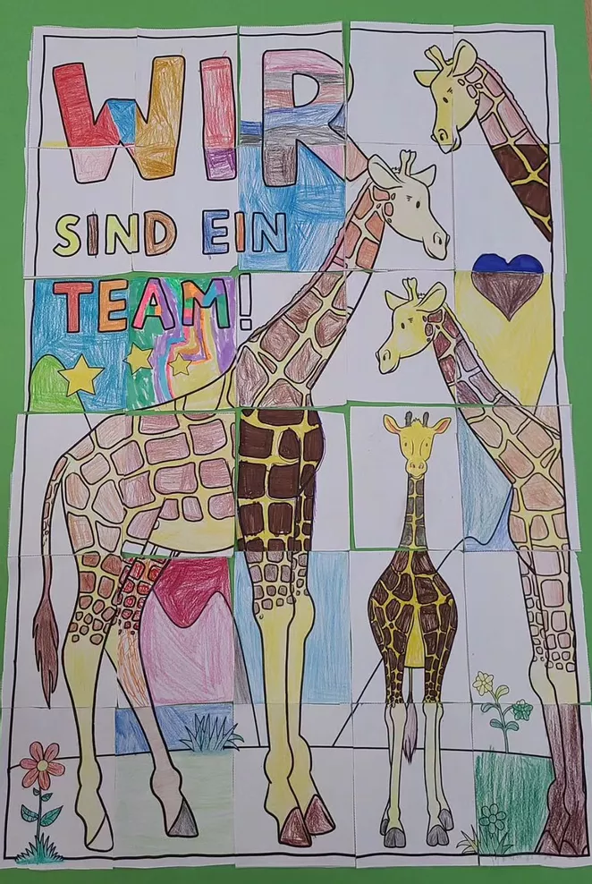 Bild in der Beschreibung des Unterrichtsmaterials Gemeinschaftsbild - WIR sind ein Team! - Giraffensprache (2 Poster) von Doodleteacher #1